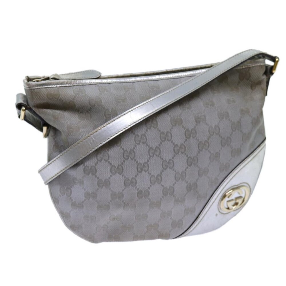 GUCCI GG Canvas Shoulder Bag Silver Auth 71301 - Picture 1 of 16